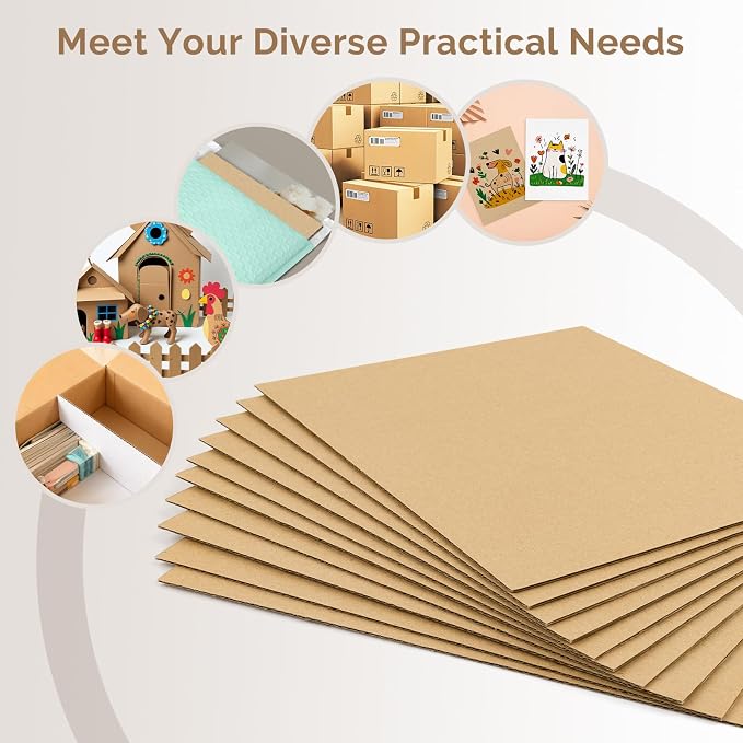 Golden State Art 50 Pack 5x7 Inch Corrugated Cardboard Sheets 2mm Inserts | Brown Flat Cardboard Inserts, Layer Pads, For Packaging, Shipping, Mailing Divider or DIY Crafts - Image 7