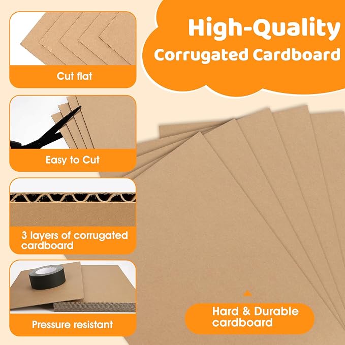 100 Pack 11x17 Inch Corrugated Cardboard Sheets, Flat Cardboard Paper Inserts for Shipping, Mailing, Packing, DIY Crafts - Image 3