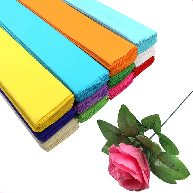 Premium Crepe Paper Party Streamers 21 Assorted Colors Large 20 Inch X 3.2 Ft. Per Sheet for DIY Crepe Paper Flowers Crafts Gift Wrapping Box Birthday Wedding Party Drop Decoration Supply(50) - Image 3