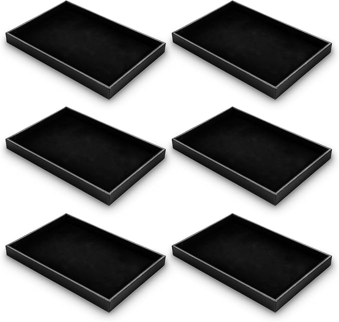 Kifmurase 6 Pack Velvet Jewelry Trays for Drawers, Black Jewelrys Display Tray Stackable Jewelry Organizer Trays Bracelet Ring Earring Necklace Organizer Empty Plate for Drawers Countertop by Unknown