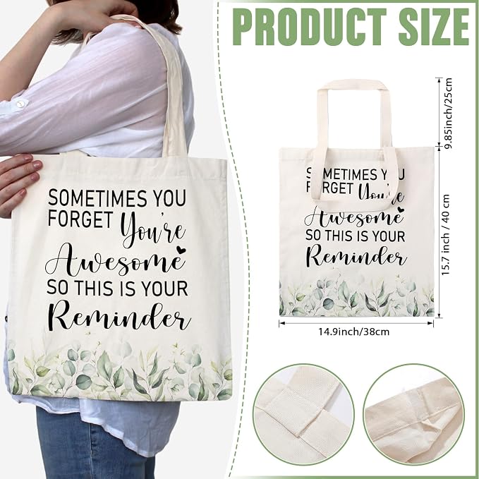 Roowest 60 Pcs Employee Appreciation Gift Totes Bulk Inspirational Canvas Bags Reusable Cotton Bag(Sometimes) - Image 2