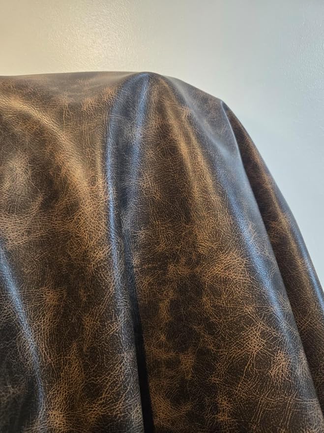 Brown Vintage Distressed Antiqued Faux Leather Fabric PU Peta Approved Vegan Leather by the Yard Synthetic Pleather 0.9 mm Nappa 1 Yard 36 x 54 inch Upholstery Fabric Sheet (Brown Vintage, 36"x54") - Image 10