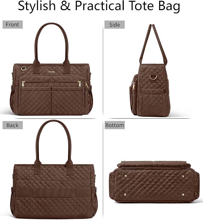 Bagstellar Teacher Tote Bag for Women, 15.6" Laptop Work Tote Computer Bag | Quilted Bible Nurse Bag with 40oz Cup Holder, Insulated Pocket & Strap, Large Laptop Briefcase for School Travel Office Gifts - Image 8