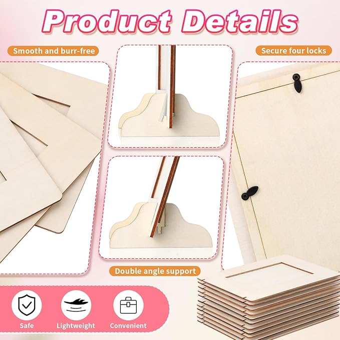 50 Pack DIY Wooden Picture Frames for Crafts for 4 x 6 Inch Photos Unfinished Solid Wood Photo Picture Frames for Crafting DIY Painting Birthday Wedding Birthday (Rectangle) - Image 3