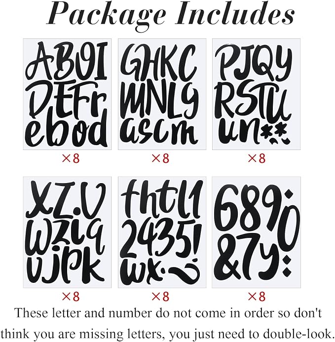 Outus 576 Pcs 8 Sheets Letters Stickers Vinyl Alphabet Number Decals Back to School Supplies for Water Bottles Cups Mailbox Scrapbooking Bulletin Board Classroom Decor(Black,6 Inch) - Image 3