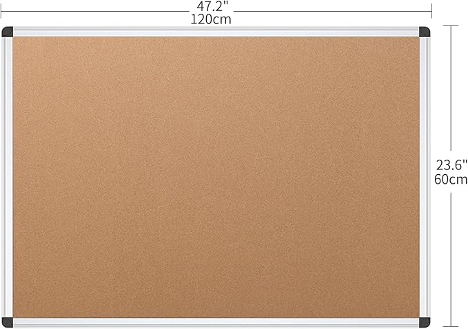 VIZ-PRO Cork Notice Board, 48 X 24 Inches, 3 Pack, Silver Aluminium Frame - Image 2