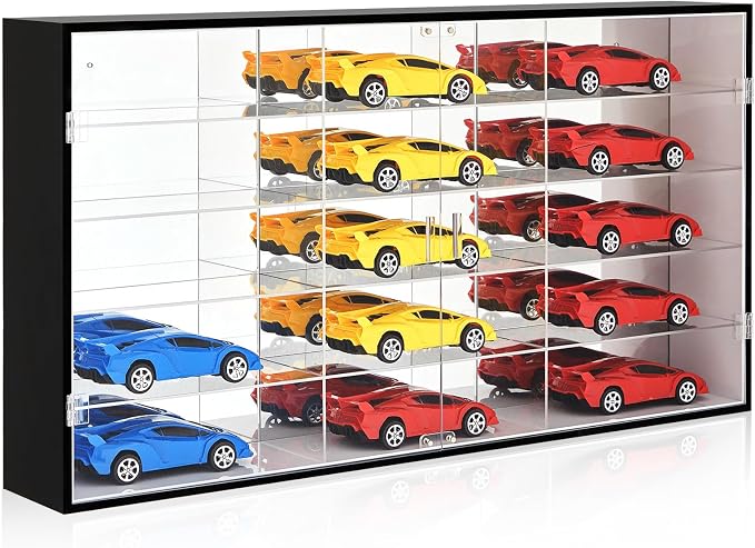 1: 24 Clear Acrylic Toy Car Display Case 15 Grids Toy Race Car Display Show Box Diecast Case Wall Mounted Vehicles Shelf for Storage, Mini Model Figure Lover Gifts by Juexica