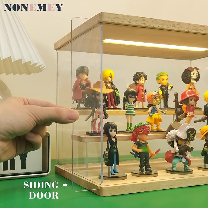 NONEMEY Acrylic Display Case with Light, Upgraded 3 Color Light & Adjustable Brightness Showcase ,6 Tier Dustproof Clear Toy Organizer Box for Action Figures, Collectibles, 15.7x12.5x16.5 in - Image 2