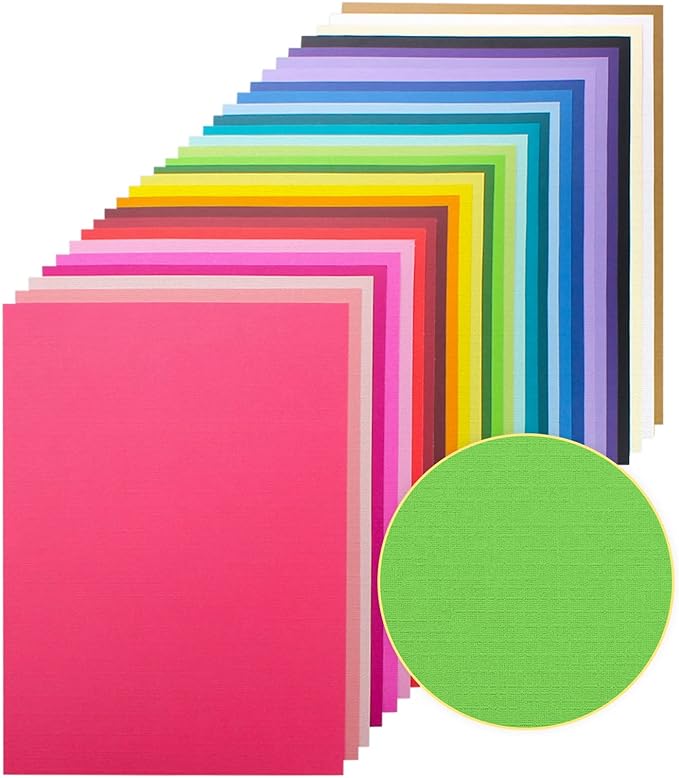 60 Sheets Textured Colorful Card Stock 28 Multicolor Cardstock 250 gsm Faint Texture, Single-Sided Printed Colored Paper for Card Making, Scrapbooking, Paper Craft by Gocreate