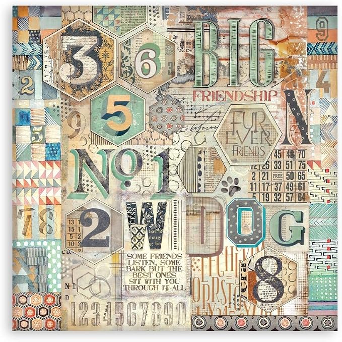 Stamperia - Scrapbook Paper Pad for Scrapbooking, Albums, Cards, Bullet Journals, and More, Acid Free, Double-Sided, Perfect for Crafts and Gifting (Furry Friends Background Selection) (20.3 x 20.3 cm - Image 5