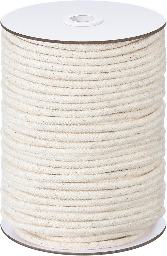 1/4" Cotton Piping Cord 6 Mm for Sewing and Crafts,100 Yds | Natural Cotton Cording for Pillows, Cushions, Upholstery, Soft Welt Trim, Ideal for DIY Home Decor Sewing Projects by VitalCozy
