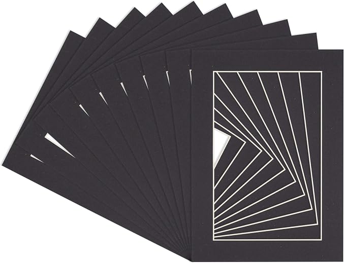 8x10 Mat for 12x16 Frame - Precut Mat Board Acid-Free Black 8x10 Photo Matte Made to Fit a 12x16 Picture Frame, Premium Matboard for Family Photos, Show Kits, Art, Picture Framing, Pack of 25 Mats - Image 3