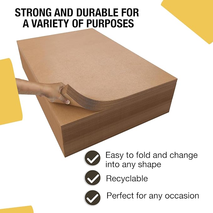 Kraft Paper Sheets - 20 x 30 in. - 480 Sheets of Brown Wrapping Paper – Heavy Duty Craft Paper for Shipping - Light Brown Construction Paper - 80 GSM - 2000 Square feet - Image 2