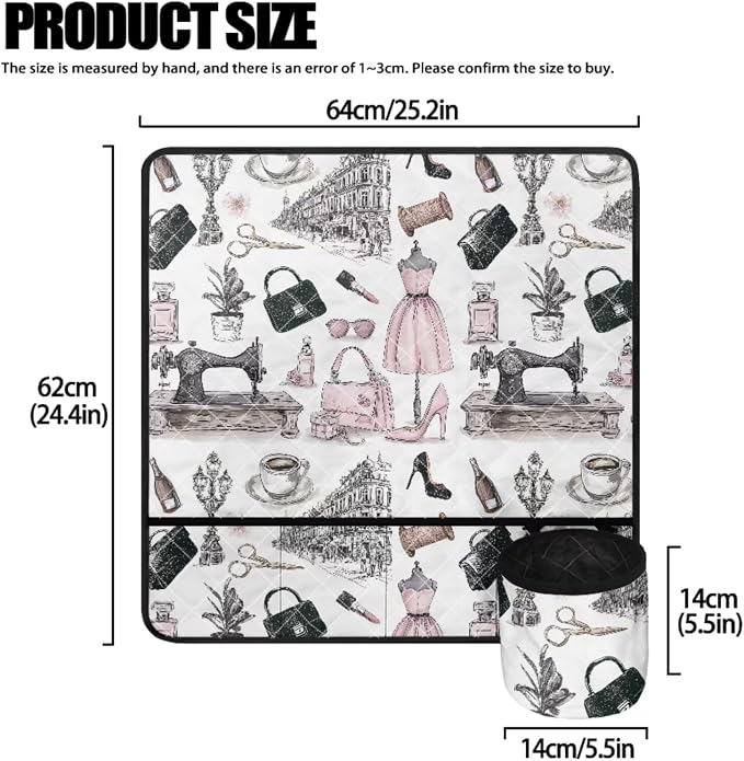 Retro Sewing Elements Sewing Machine Protective Cover and Table Mat with Small Cylinder and Pocket Durable Waterproof Sewing Supplies For Fits Standard Singer, Brother and Janome Machines - Image 3