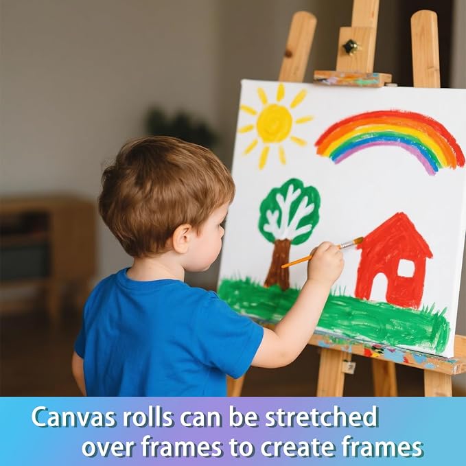 Canvas for Painting,24 Inch x 20 Feet Canvas Blank Oil Painting Paper Roll | 100% Cotton,White,Double Primed,Acrylic, Pouring Watercolor,Oil Painting - Image 6