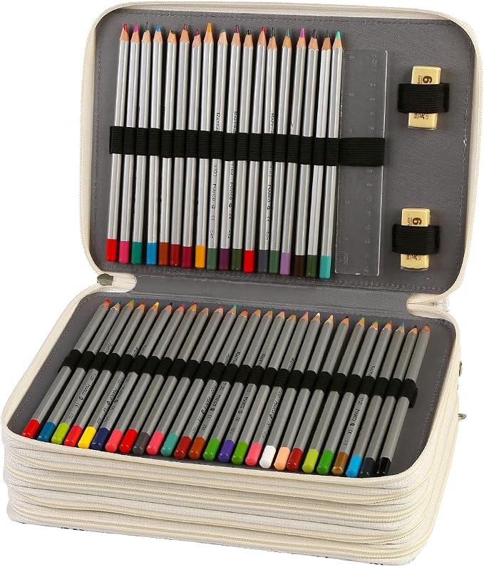 250 Slots Colored Pencil Case Organizer, 5 Layer Bag | Twill Oxford fabric,255 elastic loops,detachable handle,for travel,home storage, drawing tools,creative gifts - Image 3