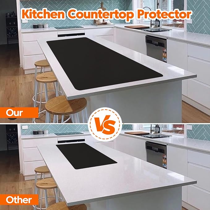 Extra Large Silicone Mat, 96”x36” Heat Resistant Mats for Countertop, Cuttable Waterproof Kitchen Counter Mat, Multipurpose Countertop Protector Mat, Silicone Mats for Kitchen Counter (Black) - Image 5