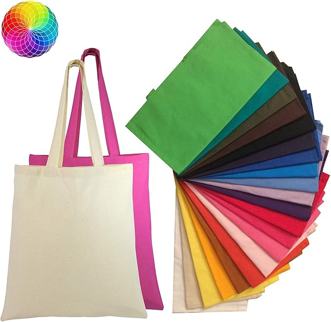 Set of 24 Blank Cotton Tote Bags Reusable 100% Cotton Reusable Tote Bags (2 dozen) by TOTEBAGFACTORY