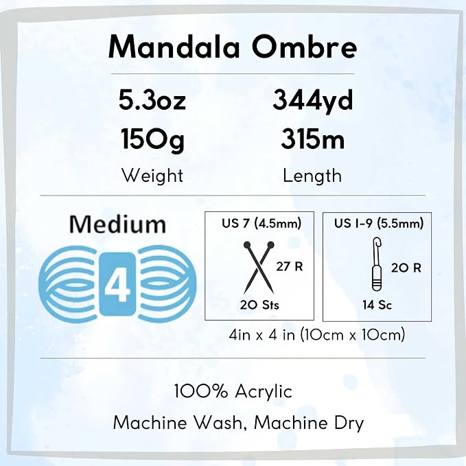 Lion Brand Yarn Mandala Ombre 551-219 Chi | 3 Skeins, Same Dye Lot, Project Bag, CYC #4 Worsted, 100% Acrylic, Ideal for Crochet, Knitting Baby Blankets, Shawls - Image 4
