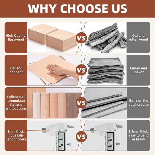 Rowood Cherry Plywood Sheets for Laser Cutting,12x12x1/8inch,6 Pack 3mm Thin Unfinished Wood Crafts for Laser Engraving Blanks and DIY Ornaments and Architectural Model - Image 5