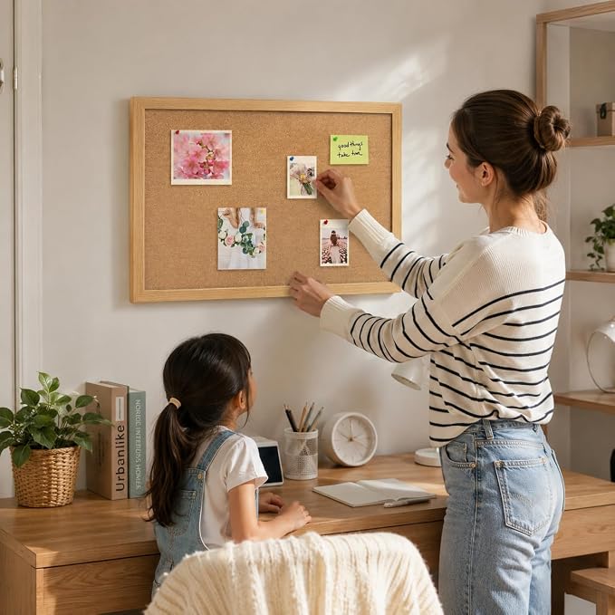 13.3"x17.8" Crude Wood Framed Hanging Cork Bulletin Board | Premium quality. This large bulletin board serves as reliable corkboards for wall display. - Image 4