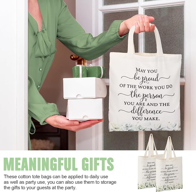 Roowest 60 Pcs Employee Appreciation Gift Totes Bulk Inspirational Canvas Bags Reusable Cotton Bag(May You Be Proud) - Image 5