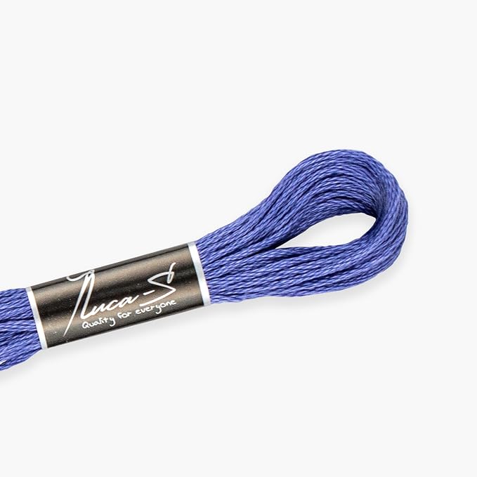 12 Pack of Premium Embroidery Thread Luca-S, 100% Giza Cotton, Oeko TEX Certified Stranded Cotton - 140 / DMC 3807 / Anchor 122 by Luca-S