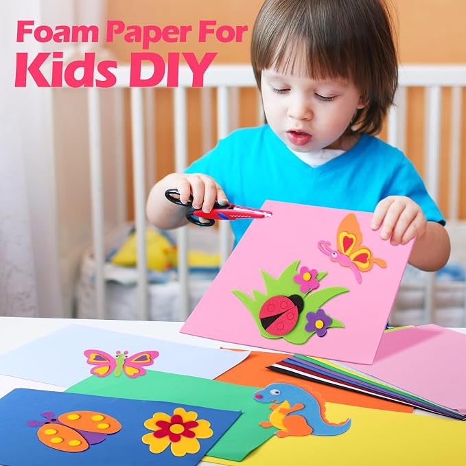 Pangda 100 Pcs 9 x 12 Inch EVA Craft Foam Sheet Crafts, 20 Colors | 2mm Thick Sheet Craft, Colorfed Crafting Handicraft Paper Set, for DIY Arts Scrapbooking School Classroom Project Supplie - Image 4