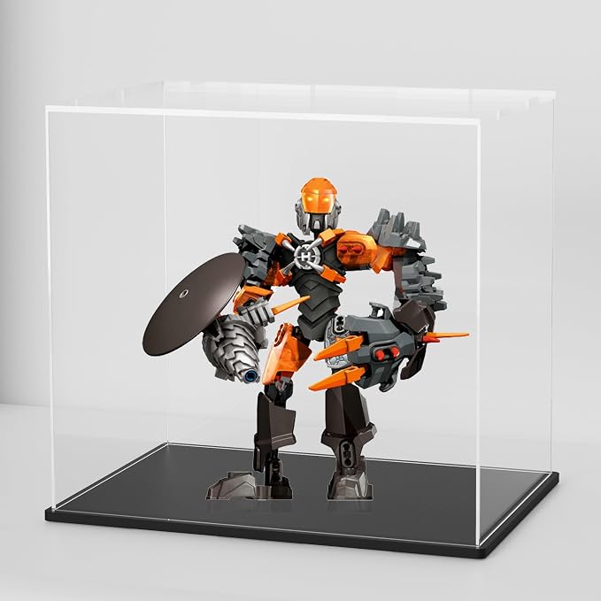 9 Inch Acrylic Case for Display, Clear Display Acrylic Box for Collectibles, Display Case with Matt Black Stand and Lid for Office Home by hopeme