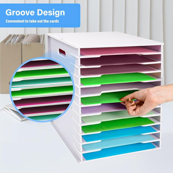 Paper Organizer for Desk 8.5x11'',A4 Paper Sorter-12 Tier | Desk Paper Organizer Storage,Document Holder Storage, Scrapbook Paper Storage Rack for Home Office - Image 2