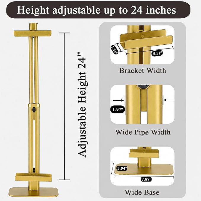 24''Adjustable Metal Tabletop Easel, Picture Frame Stand | Heavy-Duty Metal Display Stand for Artworks, Photos, Signs, Fits Most Frames up to 1.26" Thick (Gold) - Image 2