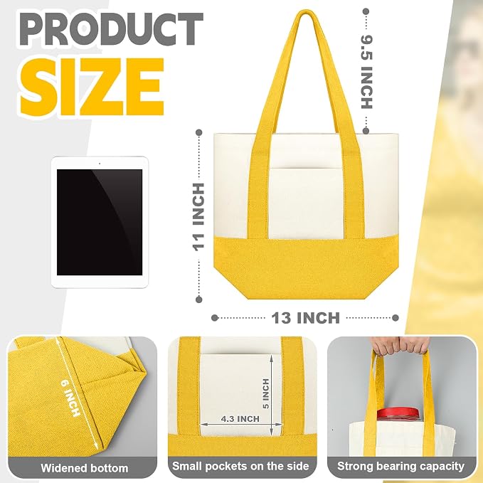 Amylove Mini Canvas Tote Bag with Pockets Duty Canvas Sublimation Blank Small Bag Mini Reusable Tote for Crafts DIY - Image 3