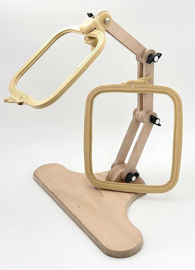 Nurge Adjustable Embroidery Table Stand and Embroidery Hoop Small-Medium , Cross Stitch Hoop Stand, Embroidery Hoop Holder. Hand Polished Natural Wood (Stand + No:2-3) - Image 6