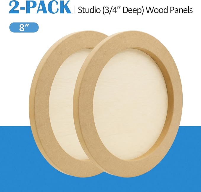 2 Pack 8'' Unfinished Round Birch Wood Panels | Studio 3/4’’ Deep Wood Canvas, Cradle Boards for Painting, Pouring, Burning, Crafts, Epoxy Resin, Laser Engraving Cutting - Image 9