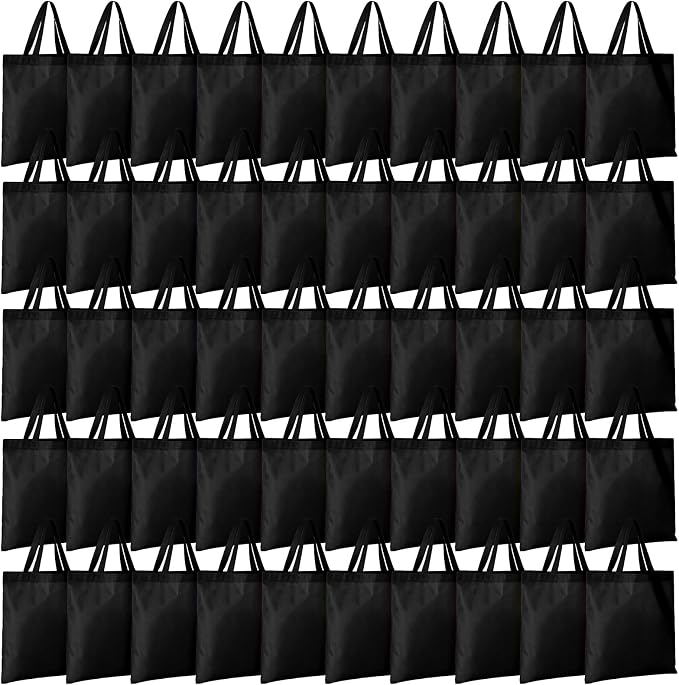 Woanger 100 Pcs Bulk Tote Bags 15'' x 16'' Reusable Fabric Shopping Canvas Bags Cloth Totes with Handles by Woanger