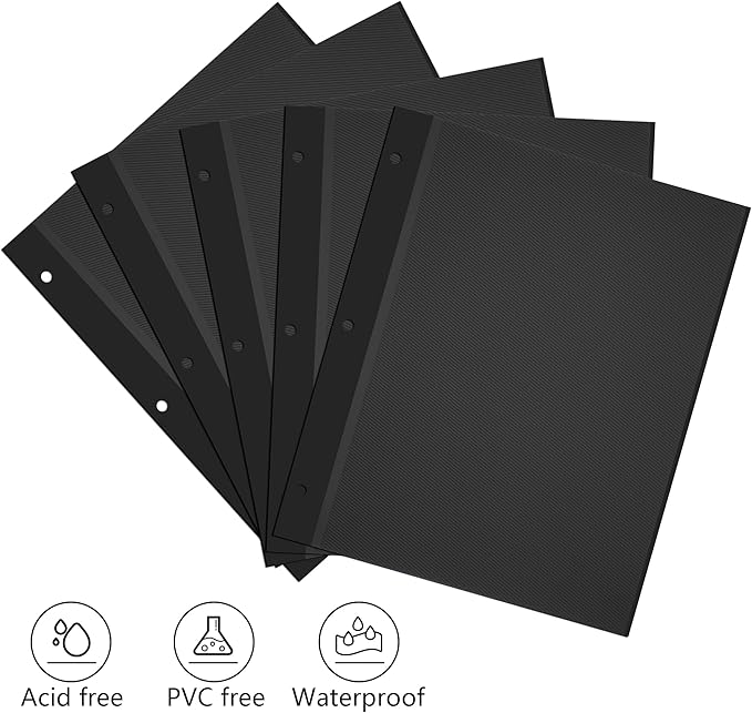 Vienrose Self Adhesive Photo Album Refill Pages 60 Sheets Black | 9 x 11 inch, 3 Ring D Ring binders, Acid free, Waterproof, 4x6 5x7 8x10 photos - Image 4