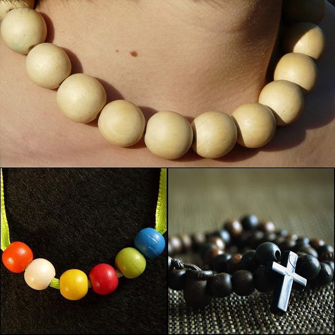 300Pcs Natural Wooden Beads DIY Unfinished Wood Ball Handmade Round Necklace for Making Jewelry Bracelet Crafts Decorations - Image 6