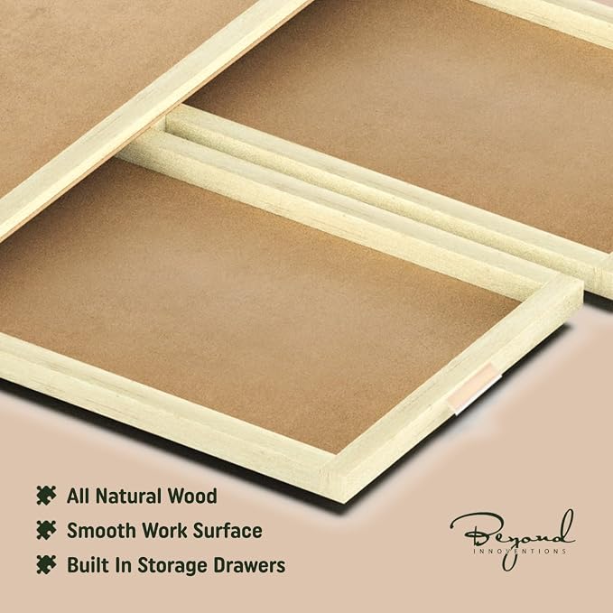 1500 Piece Wooden Jigsaw Puzzle Board - 6 Drawers, Preassembled Rotating Puzzle Table | 35” X 28” Jigsaw Puzzle Board | Puzzle Cover Included - Portable Tables for Adults and Kids | 6 Drawers, Preassembled Rotating Design, Puzzle Cover Included, Portab... - Image 6