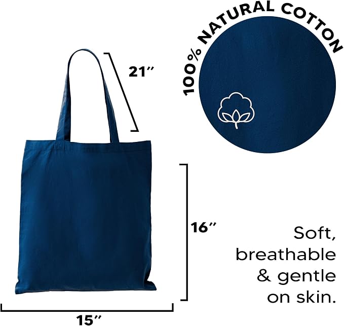 1 | 3 | 6 | 12 | 240 Pack 100% Cotton Tote Bags Bulk – Lightweight Promotional Totes for Events, Gifts, Craft - Image 3