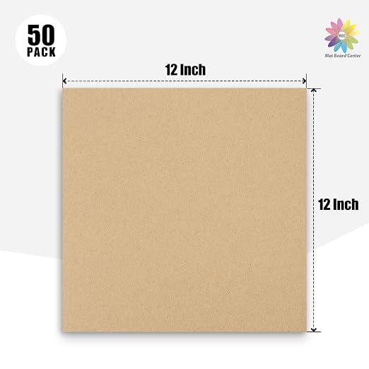 Mat Board Center, 50 Corrugated Cardboard Sheets 12x12 Inches Flat Card Board Inserts for Packing, Shipping, Mailing, DIY Crafts - Image 2