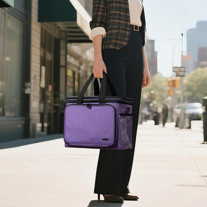Teamoy Crochet Bag, Knitting Bag Yarn Storage Tote, Yarn Organizer, Purple | Yarn Holder for Crocheting, with Inner Divider and Cover, for Yarn Skeins, Project, Knitting Needles, and Crochet Supplies - Image 8