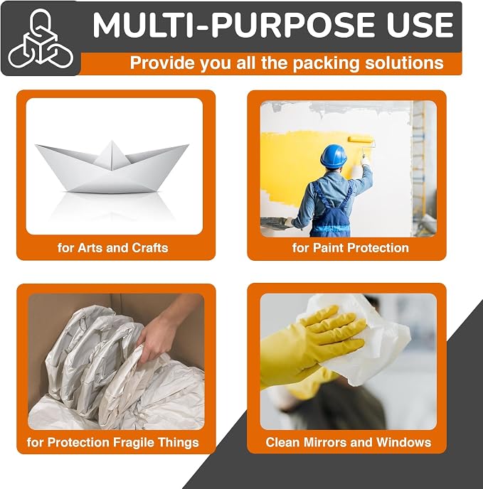 Party Solids White Tissue Paper for Gift Bags - 15" X 20" Bulk Tissue Paper White 480 Sheets - 10lb Newsprint for Packing, Birthday Gift Box Filler, Packing Supplies for Moving Supplies - Image 5