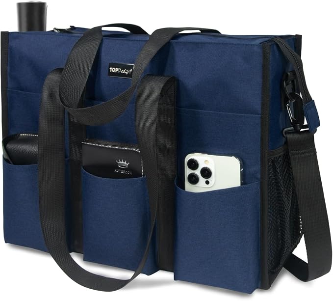 TOPDesign Utility Water Resistant Tote Bag with 22 Pockets, Top Zipper Closure & Thick Bottom Support, for Working Women - Image 2