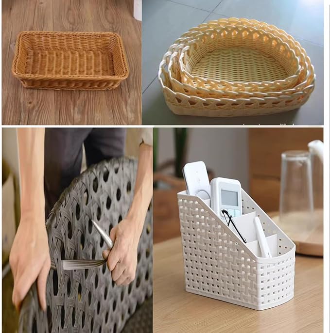 ECYC Ltd 196.8 Feet Rattan Repair Kit for Wicker Furniture, 9mm Wide Flat Synthetic Rattan Weaving Material Plastic Imitation Rattan Wicker PE Rattan Strips for Repair Fixing Furniture, DIY Crafts - Image 4