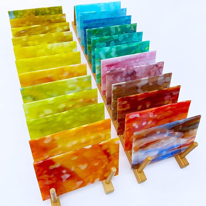 LITMIND 24 Sheets Premium Mottled Opal Stained Glass Sheets – 6 x 4 Inch Vibrant Translucent Assorted Colors Art Glass for DIY Crafts, Mosaic & Stained Glass Projects - Image 2