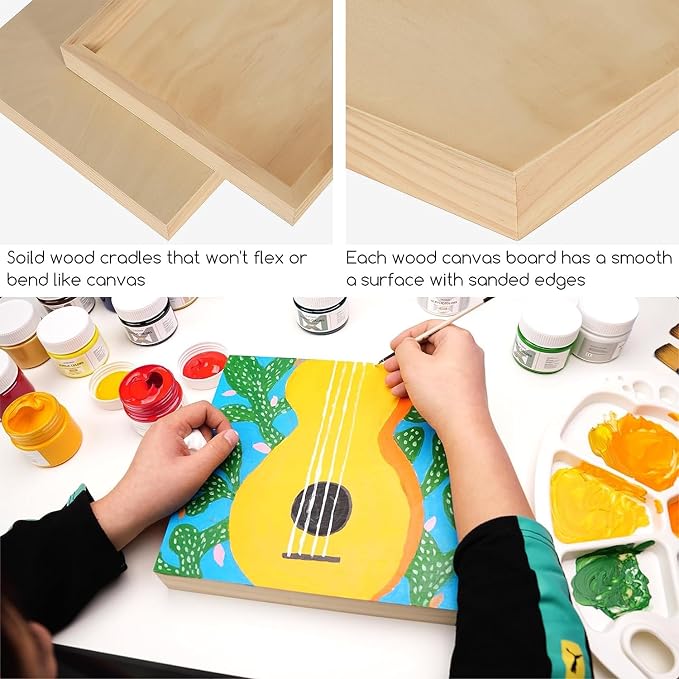 MEEDEN Unfinished Wood Canvas Board: 3/4” Deep 4x6” Wooden Canvas Panel Pack of 6 - Blank Cradled Wood Art Board for Painting - Image 3