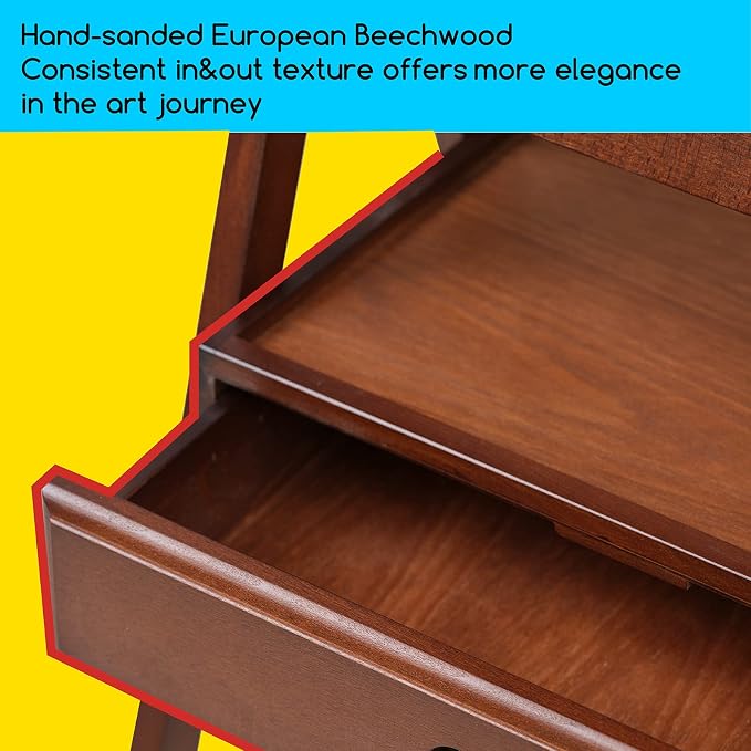 MEEDEN Studio H-Frame Easel with Art Supply Storage Drawer - Adjustable (60"~75") Solid Beech Wood Easel Stand for Artists, Students and Adults, Holds Canvas Art up to 36" - Walnut - Image 3