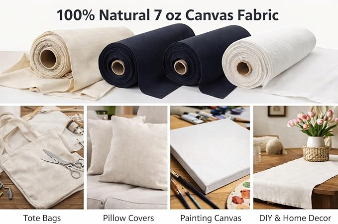 Sedona Designz 60" Wide Cotton Duck Canvas Fabric - 7oz Durable 100% Cotton (White, 20 Yards) - Image 6
