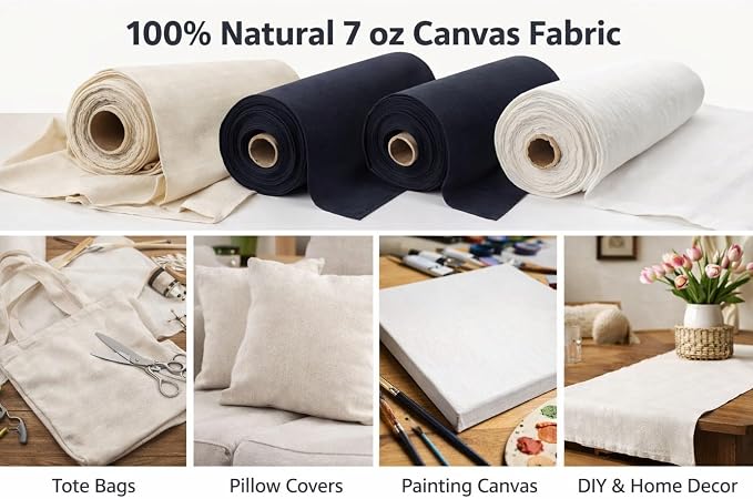 Sedona Designz 60" Wide Cotton Duck Canvas Fabric - 7oz Durable 100% Cotton (White, 2 Yards) - Image 6