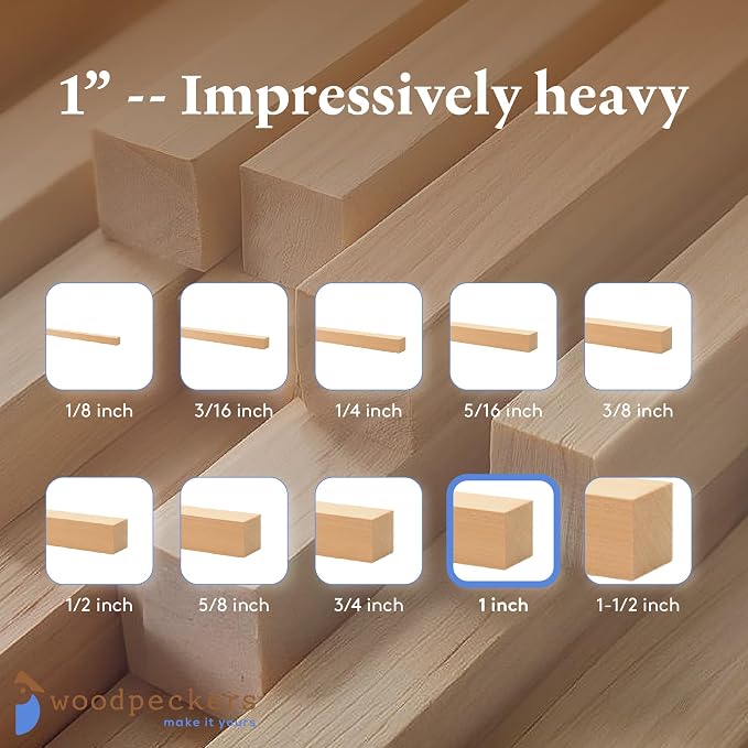 DIY Wooden Square Dowel Rod 1-inch x 48 Pack of 5 Hobby Wood Sticks for Crafts, Wood Trim & Architecture Model Making, by Woodpeckers - Image 6